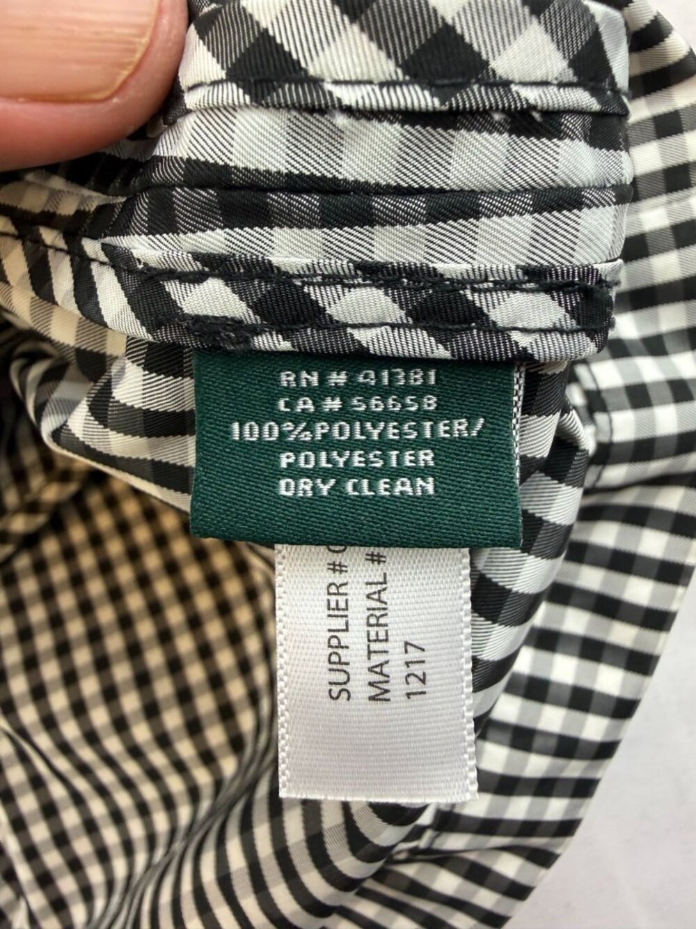 Lauren Ralph Lauren Gingham Twill Trench Coat Size 16 Black & White - Picture 5 of 8